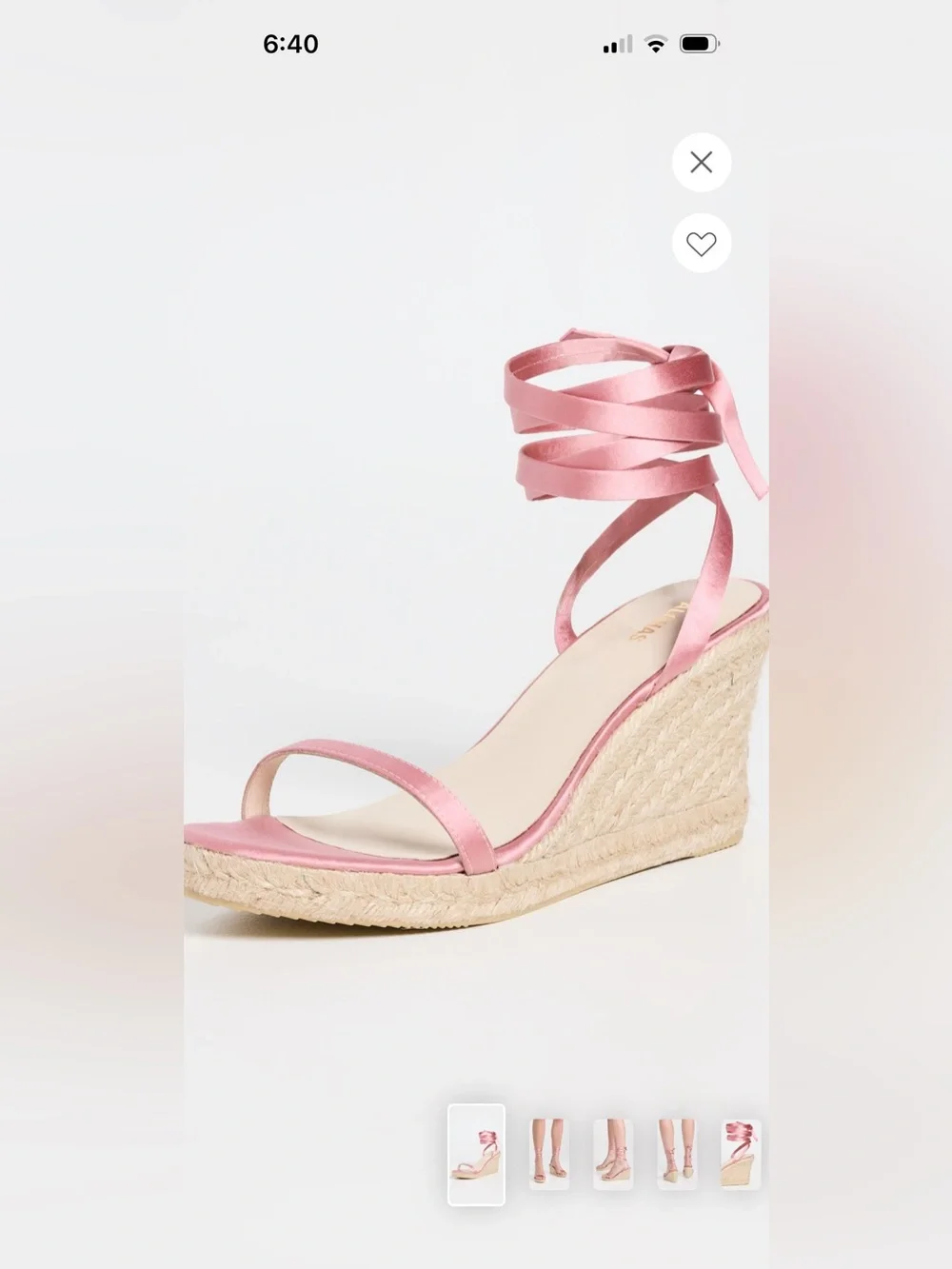 NWOB ALOHAS Willa Satin Pink Ankle-Tie Espadrille Wedges SIZE 40 (US 9/9.5)